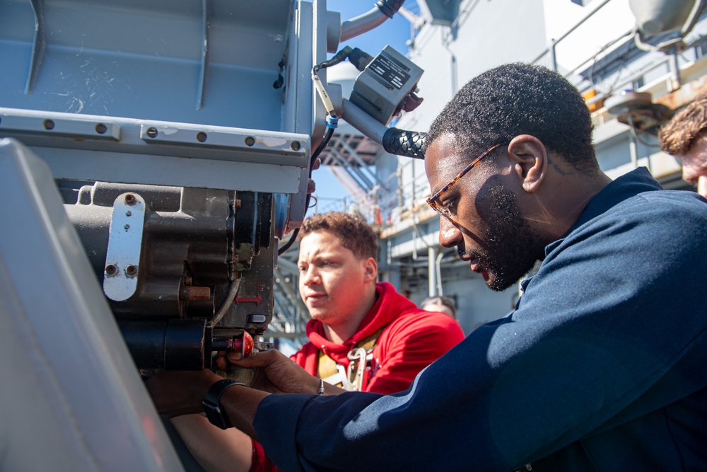 USS America (LHA 6) Conducts Weapons Maintenance