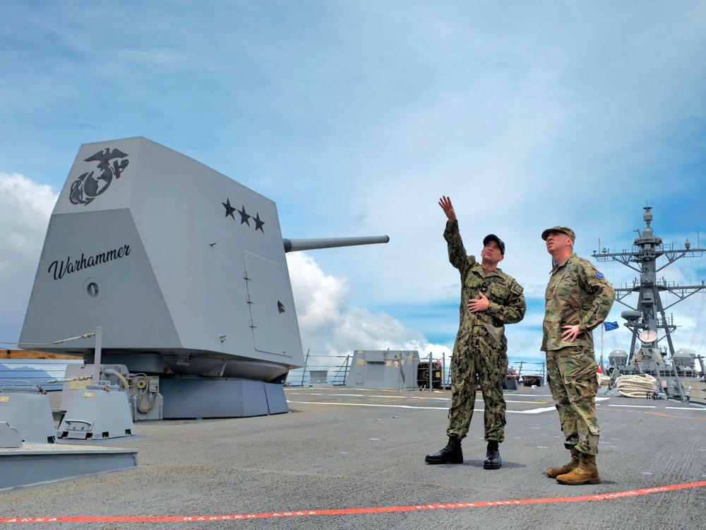 USSPACECOM Commander Tours USS Frank E. Petersen Jr. (DDG 121)