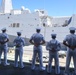 USS PEARL HARBOR (LSD 52) Sailors man the rails as the ship departs for Pacific Partnership 2025