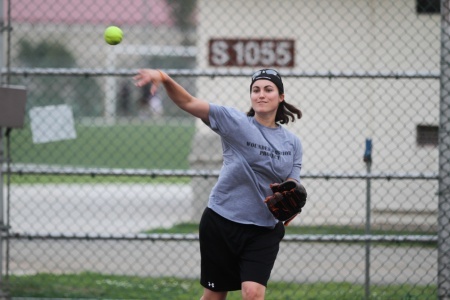 Army Officer Warms Up for Softball Practice in South Korea