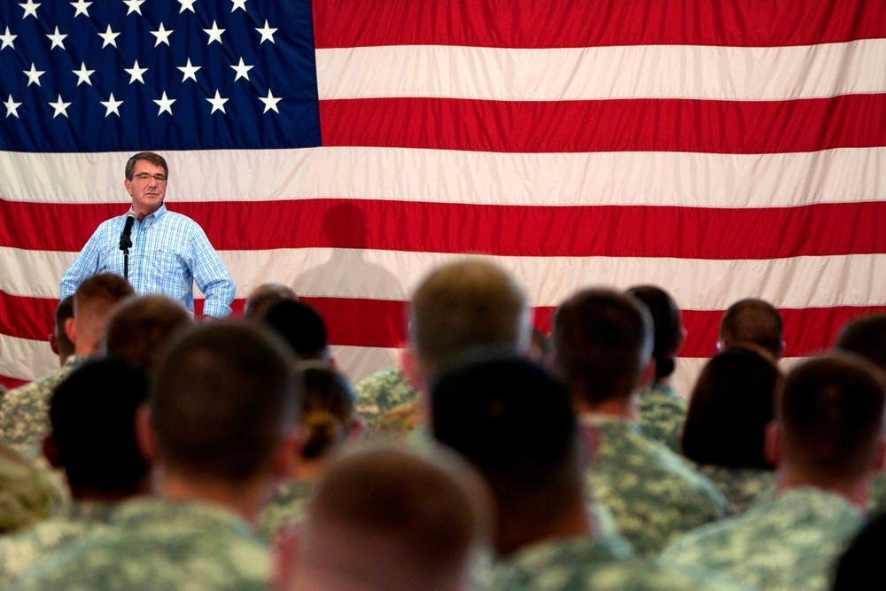 Defense Secretary Visits 82nd Airborne Troops at Fort Bragg