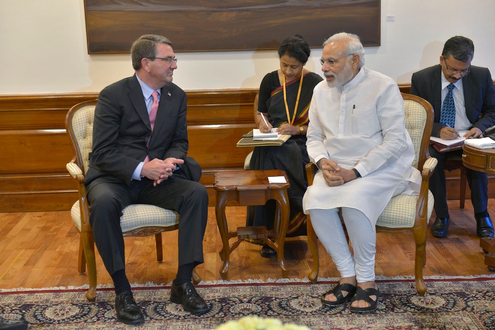 U.S. Defense Secretary Meets with Indian Prime Minister in New Delhi