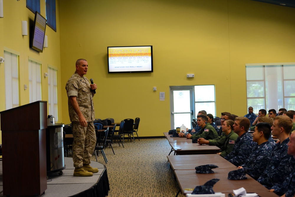 Senior Enlisted Advisor Addresses Sailors, Marines at Naval Air Station