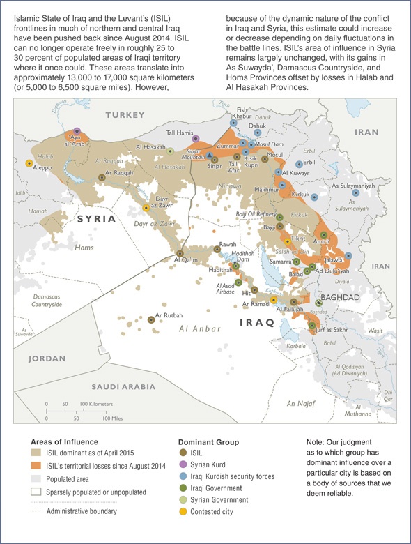 Islamic State's Shrinking Territory in Iraq and Syria as of April 2015