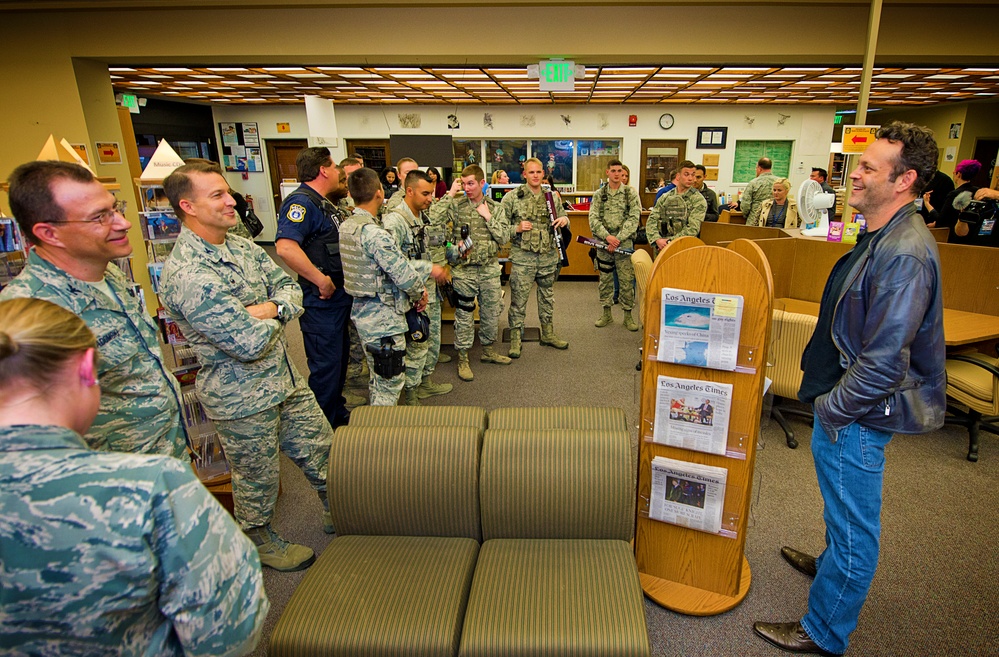 Vince Vaughn Entertains Troops at Edwards Air Force Base