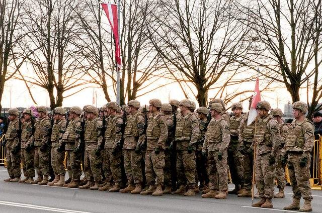 U.S. Troops March in Latvia Day Parade in Riga