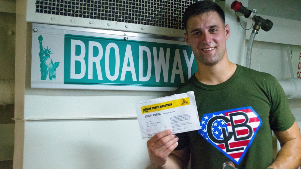 Marine Officer Completes Marathon Aboard USS New York During Pre-Deployment Training