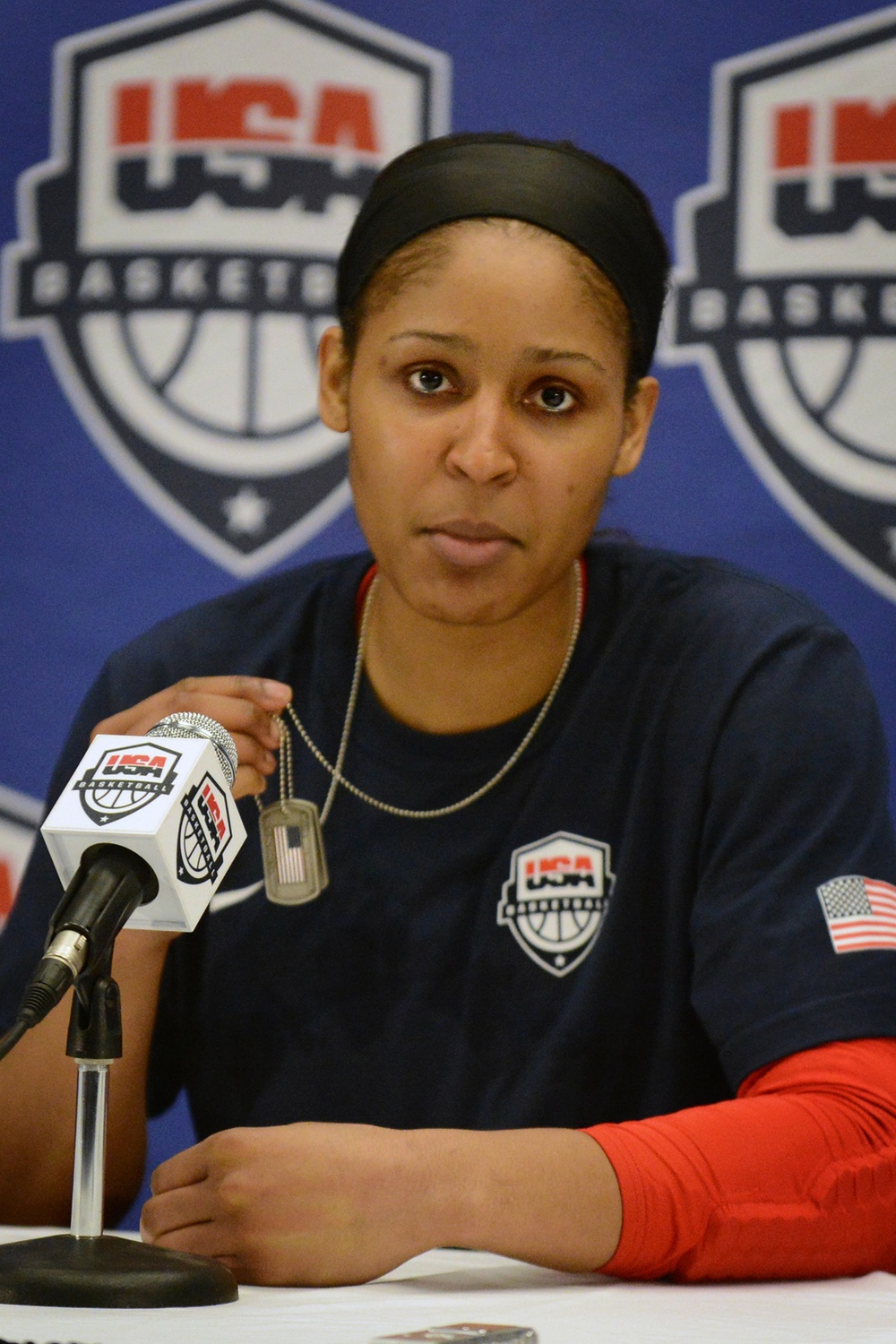 USA Basketball Star Maya Moore Displays Military Dog Tag After Exhibition Game