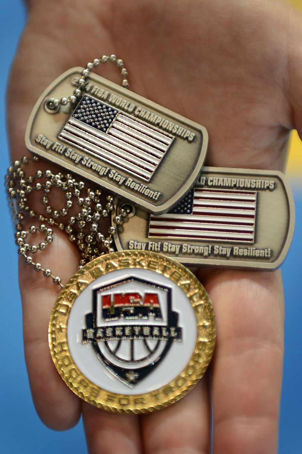 Service Members, U.S. Women's Basketball Team Exchange Mementos at Exhibition Game