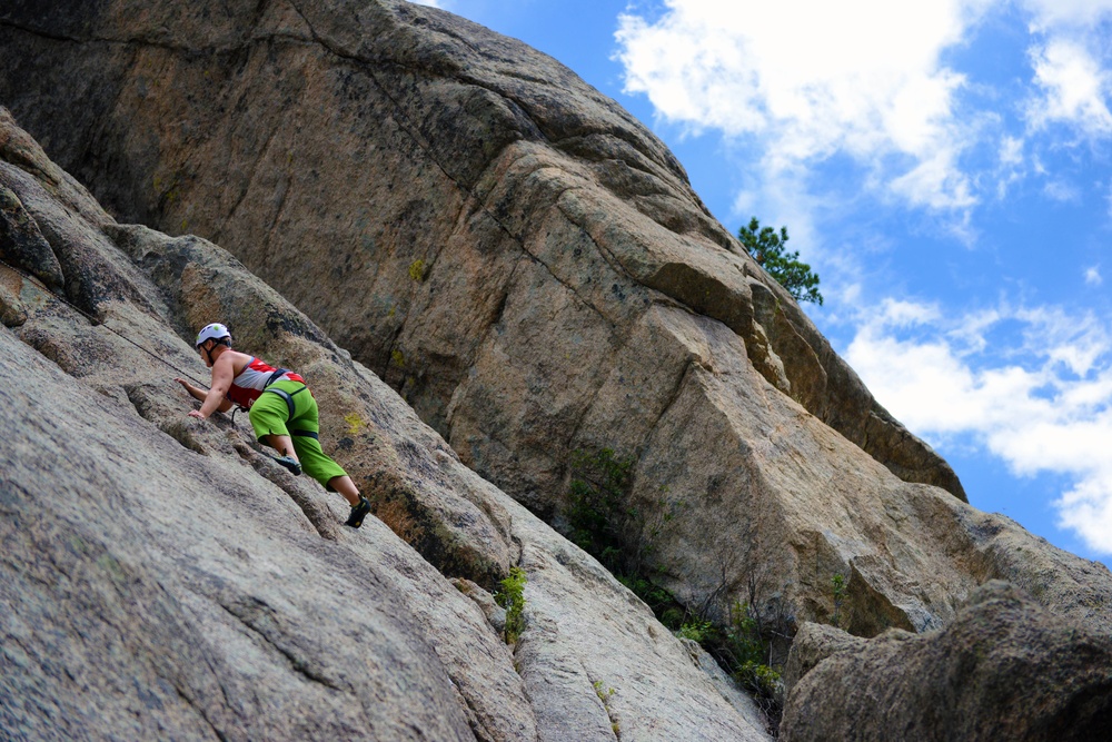 Army Veteran Scales Cliff Face at Estes Park Rock Climbing Camp