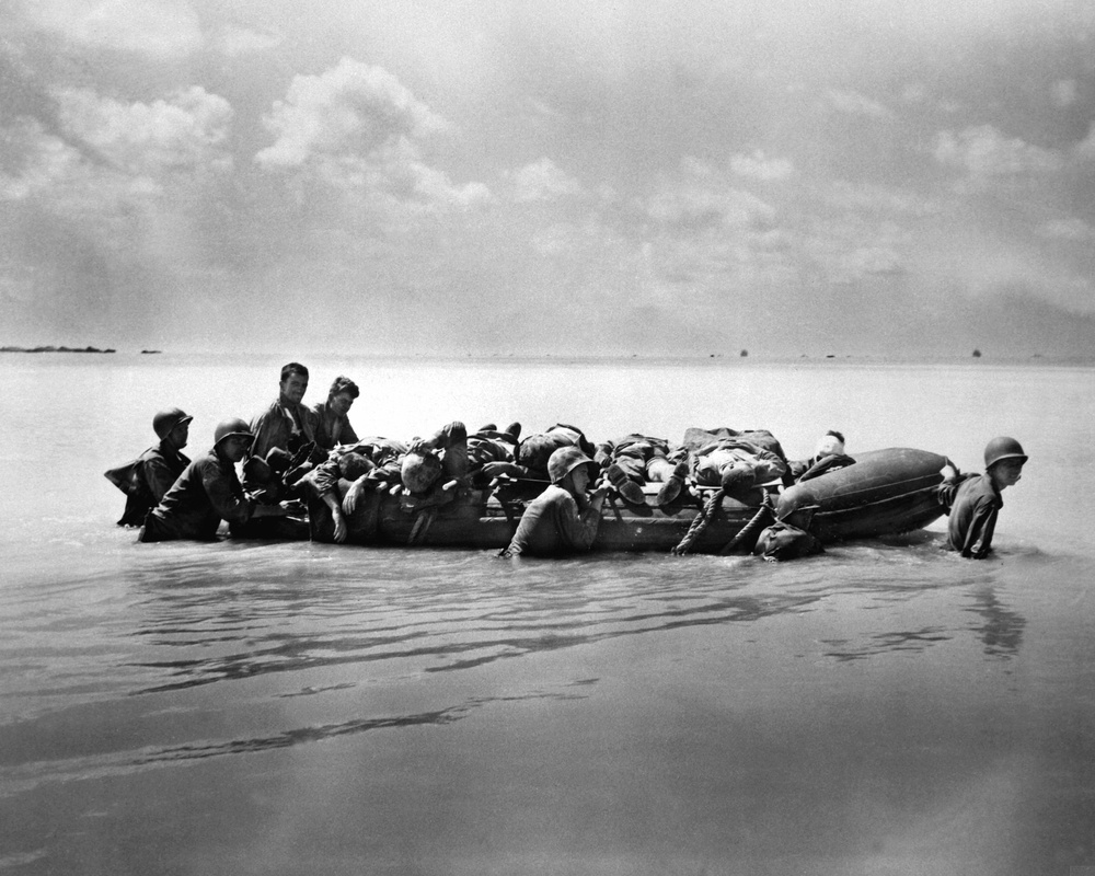 Wounded Marines Evacuated from Tarawa Assault