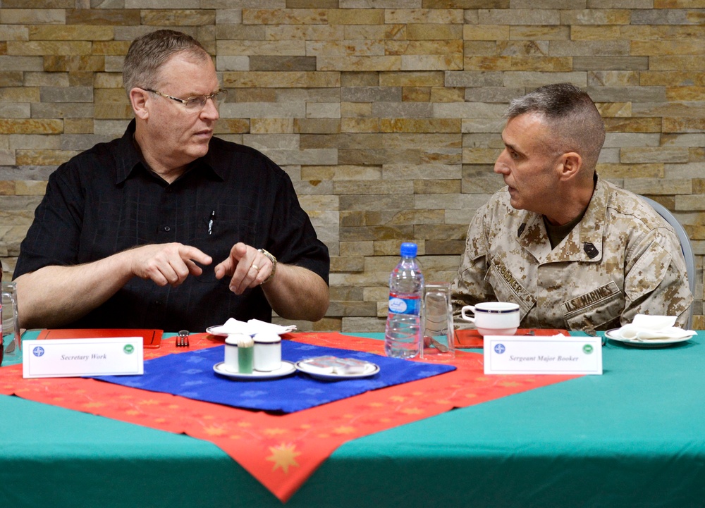 Deputy Defense Secretary Meets with Marine Corps Sergeant Major in Afghanistan