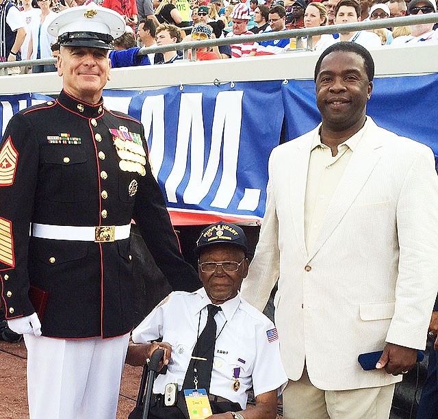 Senior Enlisted Adviser Joins WWII Vet, Jacksonville Mayor at Soccer Match