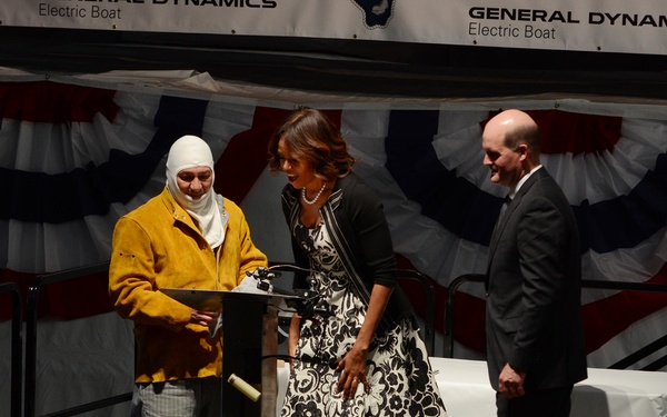 First Lady Michelle Obama Sponsors Virginia-Class Submarine Illinois