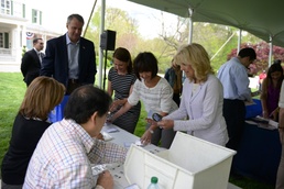 Dr. Jill Biden Leads Volunteers in Assembling Mother's Day Care Packages at Vice Presidential Residence
