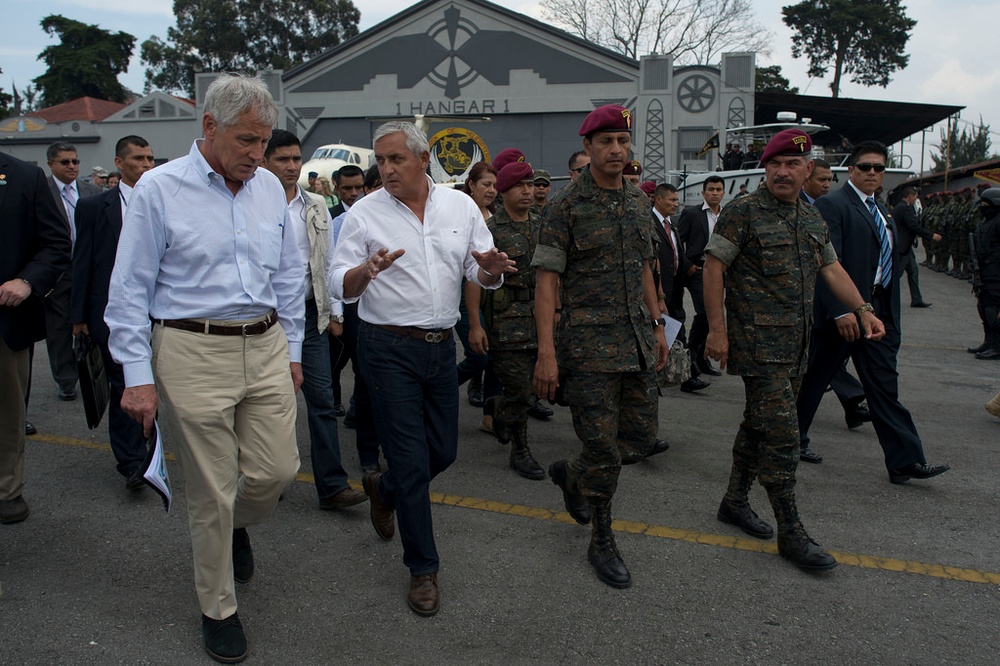 Hagel Visits Guatemala, Showcases Military Capabilities with Counterparts