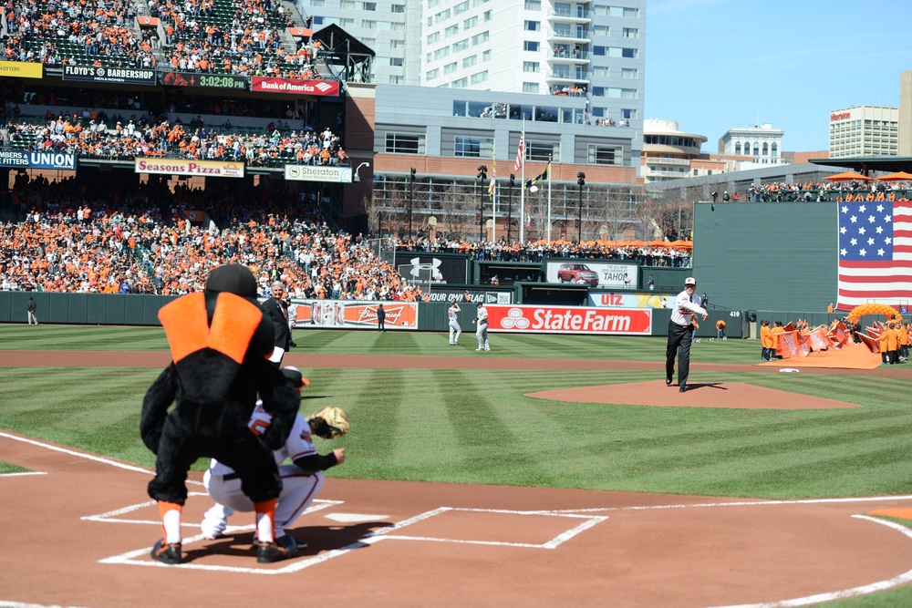 Vice Chairman of Joint Chiefs Throws First Pitch at Orioles Home Opener