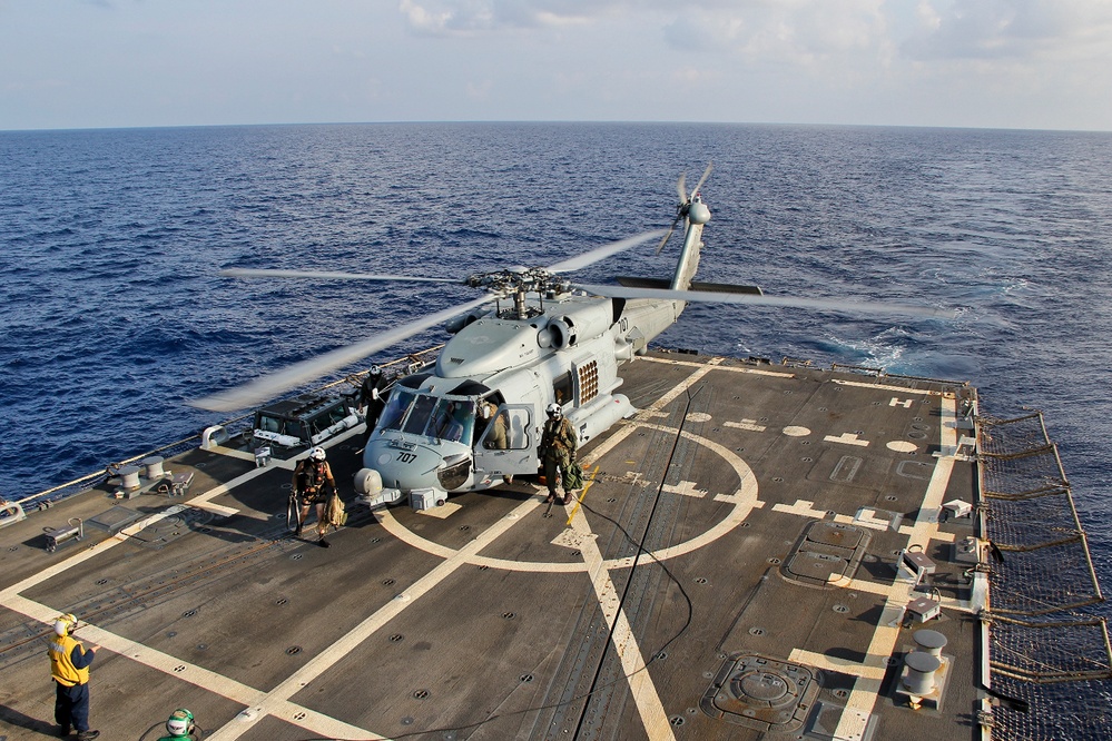 U.S. Navy Seahawk Helicopter Aids Search for Missing Malaysian Airlines Flight