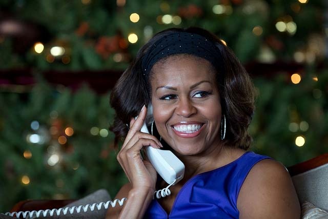 First Lady Michelle Obama Spreads Holiday Cheer with NORAD Santa Tracker Calls