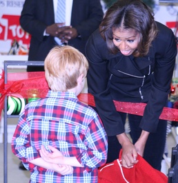 First Lady Joins Toy Drive, Greets Military Families