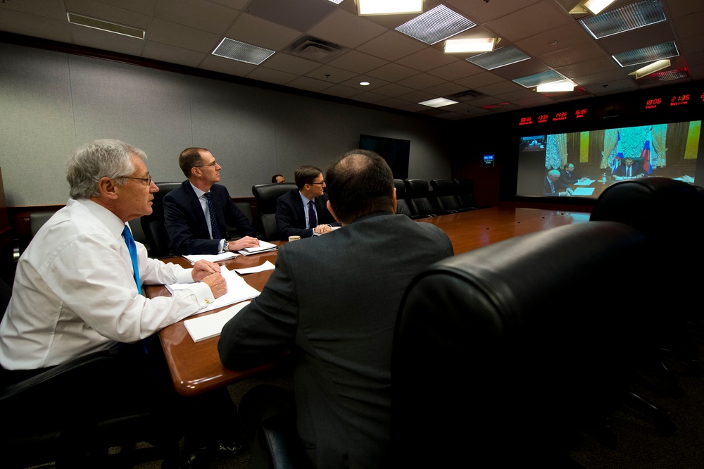 U.S. and Russian Defense Leaders Hold Video Conference at Pentagon