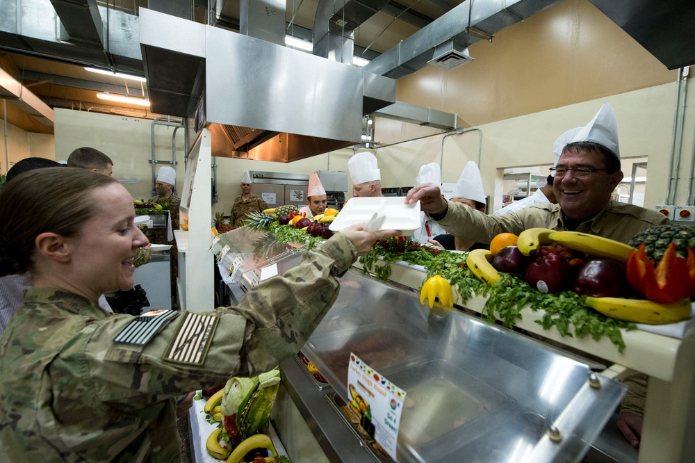 U.S. Deputy Defense Secretary Serves Thanksgiving Meal to Troops in Afghanistan