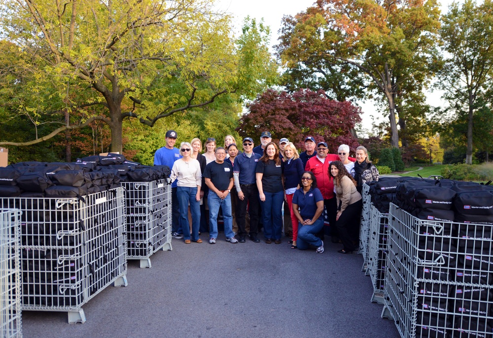 Dr. Jill Biden Celebrates with USO Volunteers After Assembling Care Packs