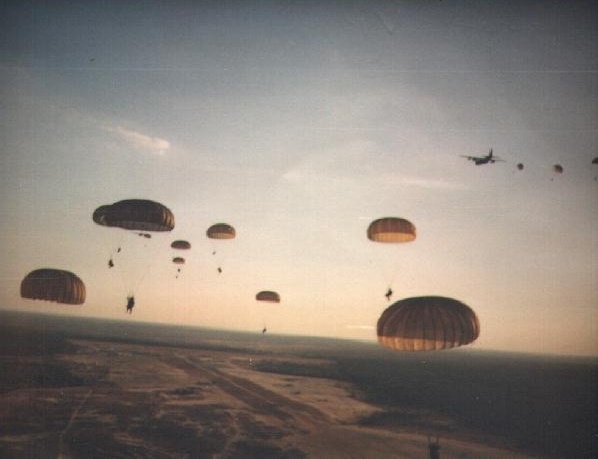 U.S. Army Rangers Parachute into Grenada During Operation Urgent Fury