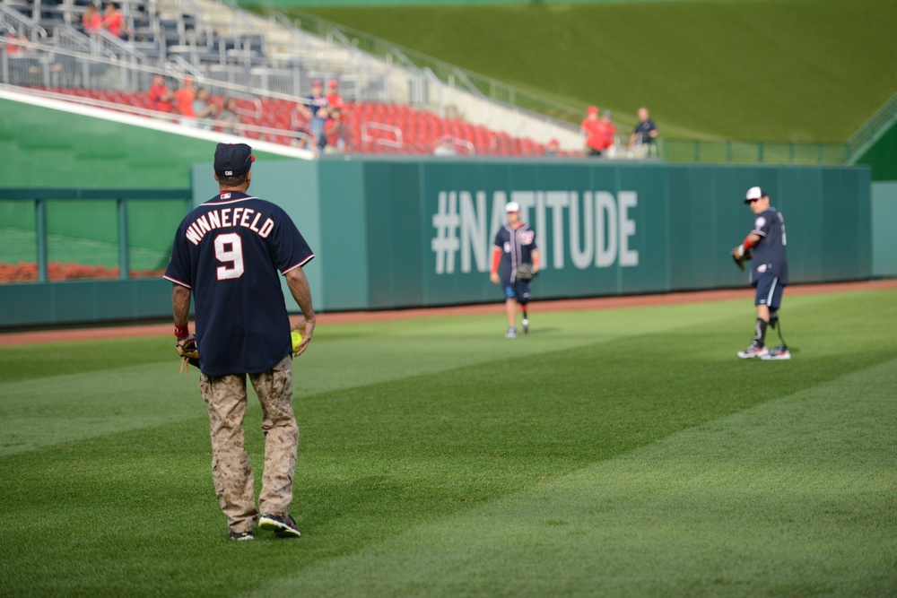 Adm. Winnefeld Warms Up with Wounded Warriors at Softball Classic