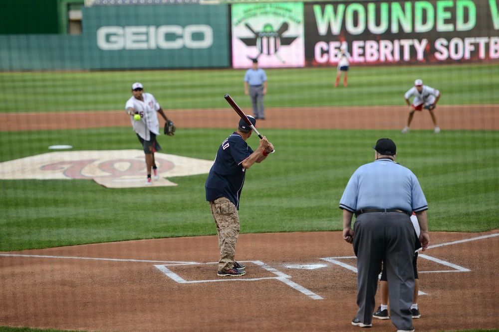 Navy Admiral Pitches to Actor at Wounded Warriors Softball Classic