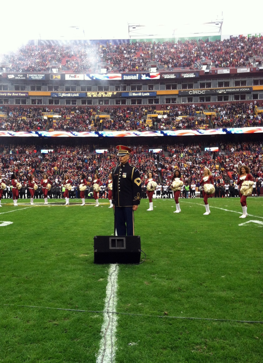 Army Chorus Member Sings National Anthem at NFL Game