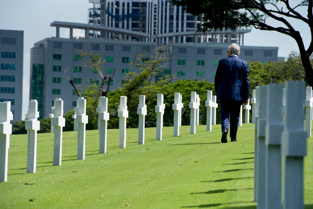 U.S. Defense Secretary Visits Manila American Cemetery
