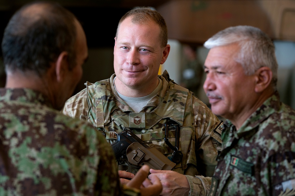 U.S. Air Force Advisor Inspects Afghan Air Force Helicopters