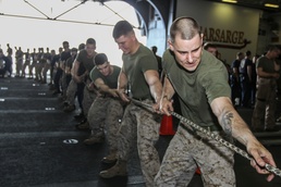 Marine Sergeant Secures Lines for Replenishment at Sea