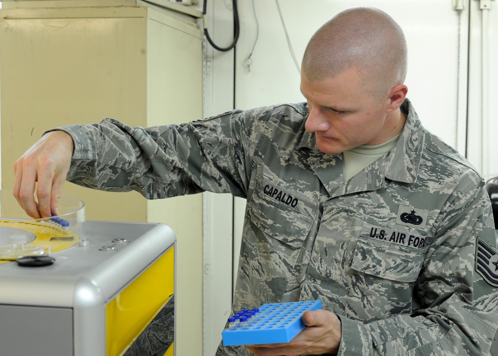 Air Force Tech. Sgt. Conducts Fuel Quality Tests in Southwest Asia