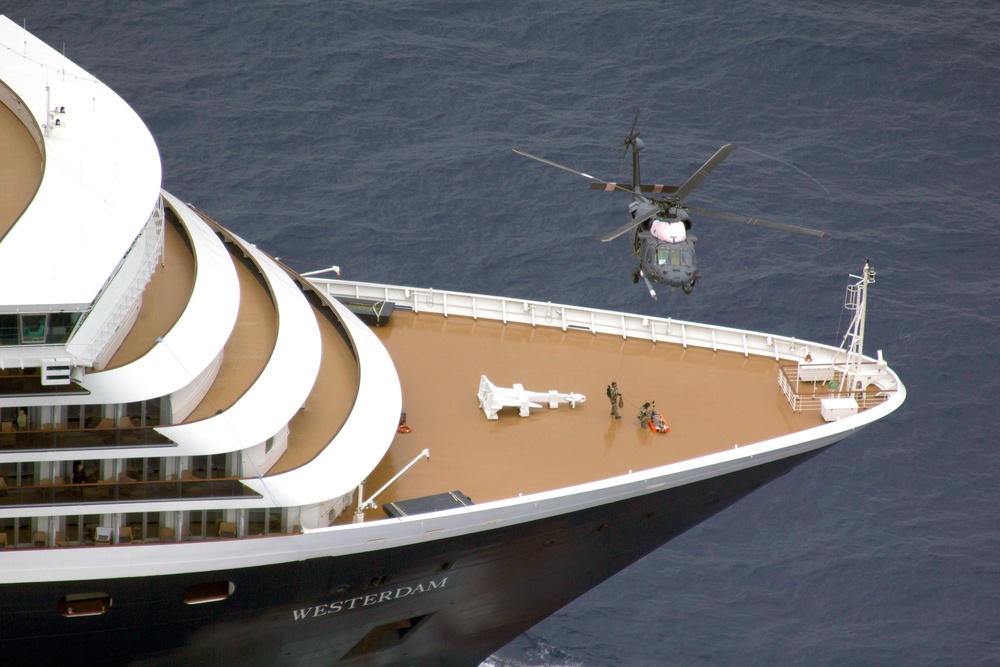 Pararescuemen Hoist Passenger from Cruise Ship in Dramatic Rescue