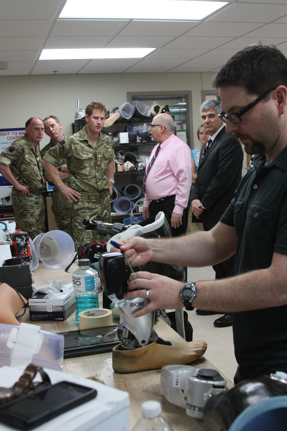 Prince Harry Visits Prosthetics Lab at Walter Reed Medical Center