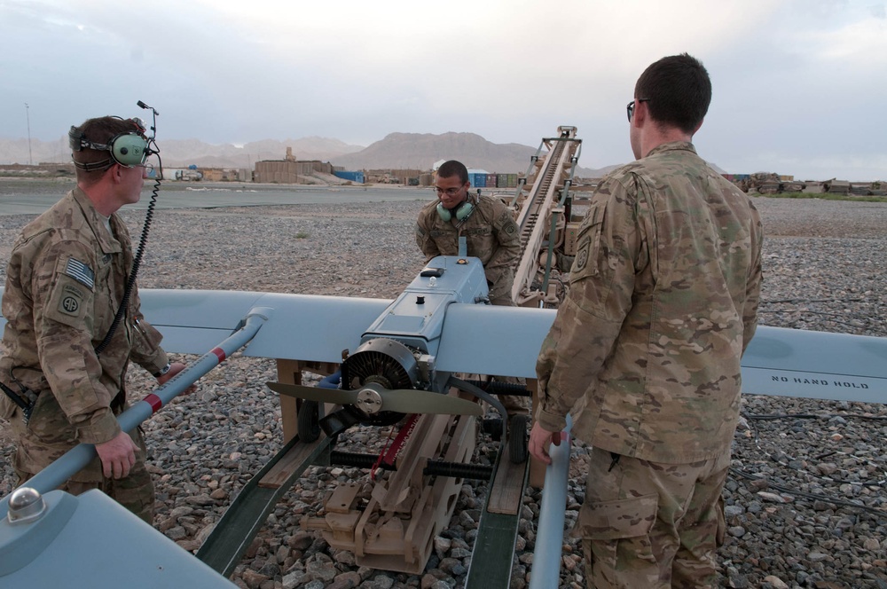 82nd Airborne Soldiers Launch Shadow 200 UAV in Afghanistan