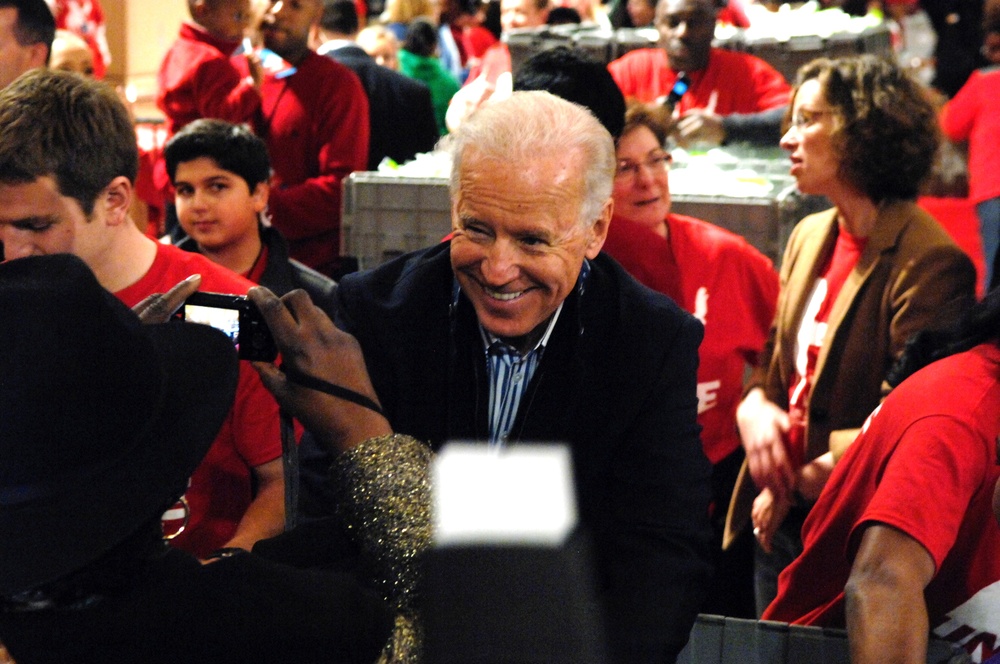 Vice President Biden Packs Care Kits for Deployed Troops