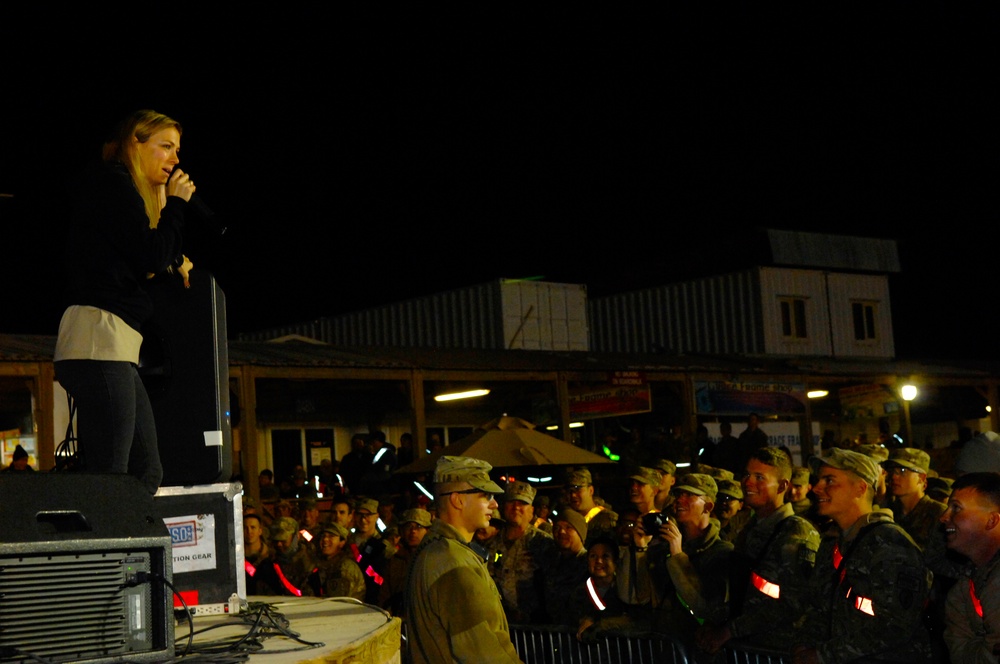 Comedian Iliza Shlesinger Entertains Troops During USO Tour in Afghanistan