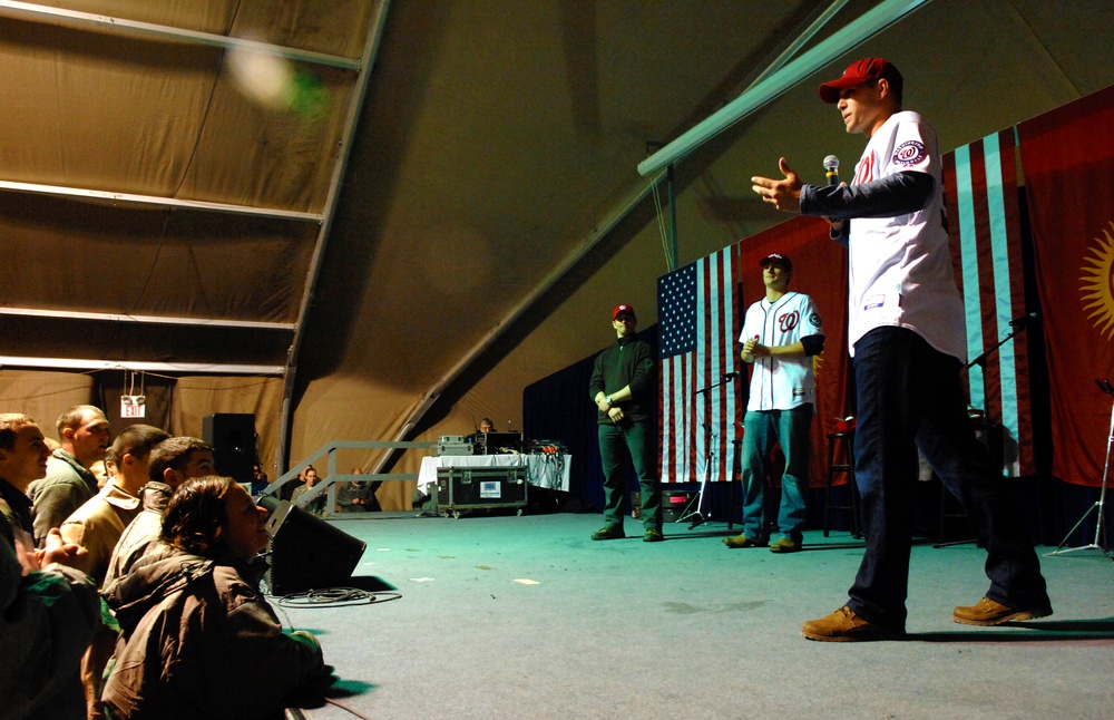 Nationals Pitcher Stammen Entertains Troops at USO Show in Kyrgyzstan