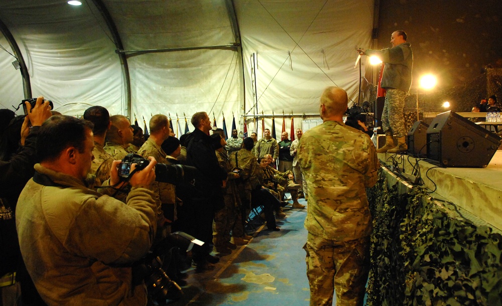 Dempsey Brings Holiday Cheer to Troops at Bagram Airfield