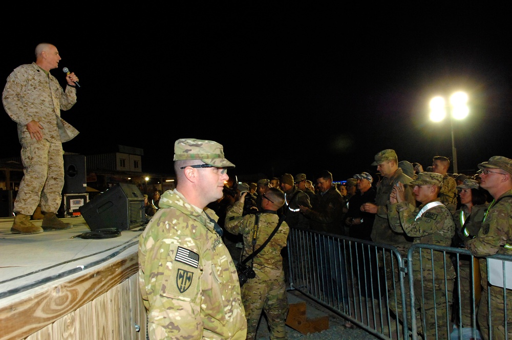 Senior Enlisted Advisor Greets Troops at USO Holiday Show in Afghanistan