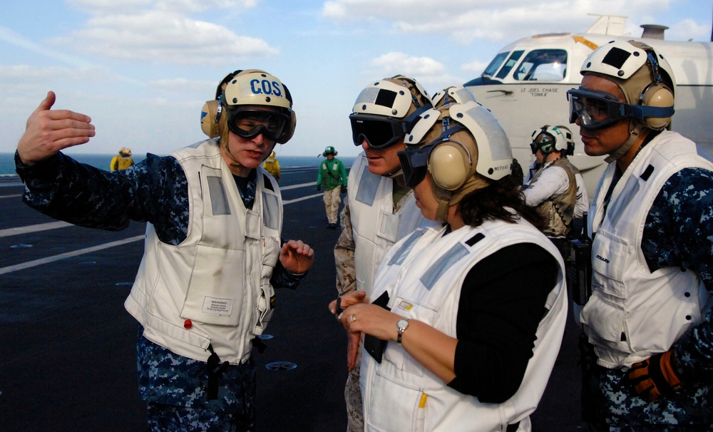 Navy Captain Explains Carrier Operations to Senior Military Leaders