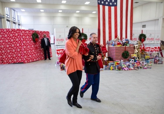 First Lady Delivers Toys for Tots at Military Base