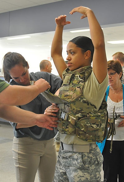 Army Spc. Gilliann Campbell Tests Female Body Armor Prototype at Fort Campbell