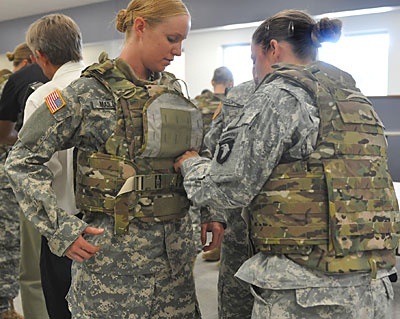 Army Spc. Mailloux Tests Prototype Female Tactical Vest