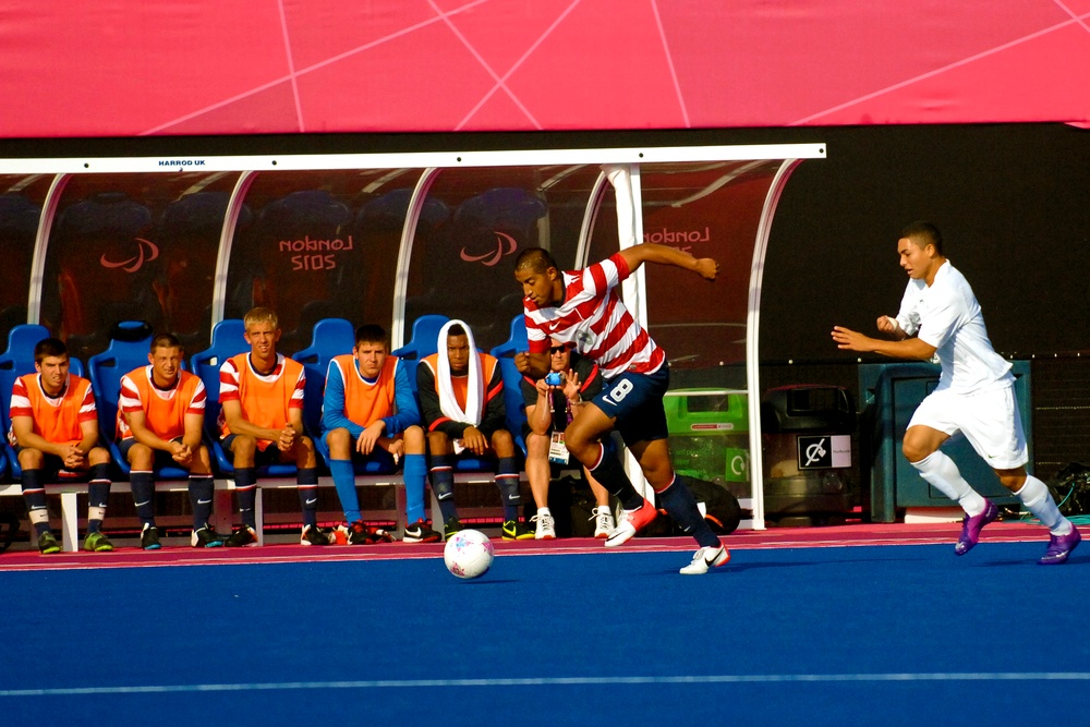 U.S. Marine Corps Paralympian Steals Ball, Accelerates Toward Goal