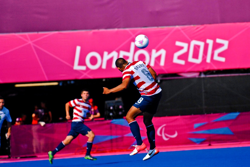 U.S. Marine Corps Paralympian Competes in Soccer Match Against Brazil