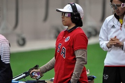 Navy Reservist Uptagrafft Competes in Women's 10-Meter Air Pistol at 2012 London Olympics